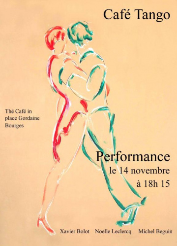 Performance de Tango Argentino y dibujo, bienal off artes contemporaneos de Bourges
