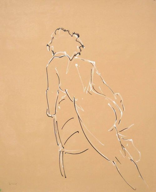 Vanessa en noir et blanc sur kraft R15<br><small>120 x150 cm</small>