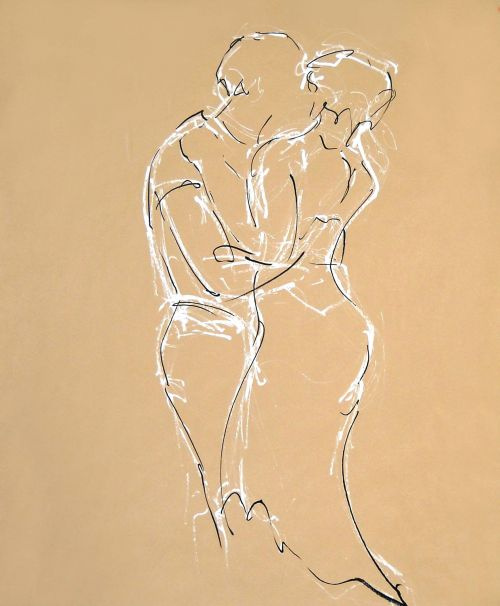 Jean-Luc et Angelina 1<br><small>160x180cm feutres sur kraft</small>