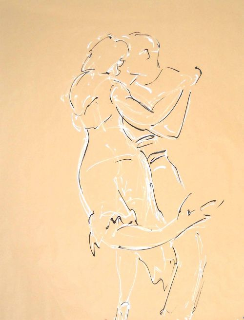 Jean-Luc et Angelina 2<br><small>160x180cm feutres sur kraft</small>