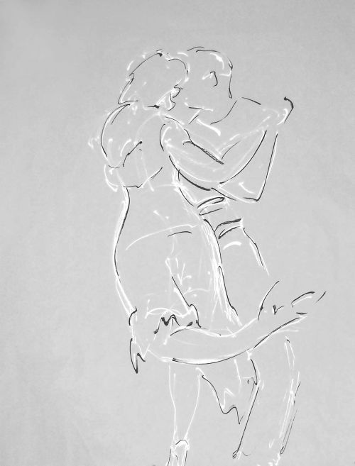Jean-Luc et Angelina 2 désaturé<br><small>160x180cm feutres sur kraft</small>