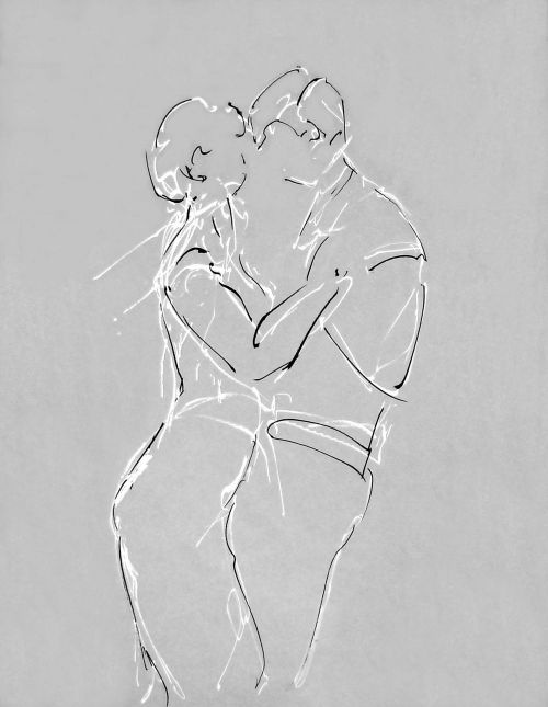 Jean-Luc et Angelina 4 désaturé<br><small>160x180cm feutres sur kraft</small>