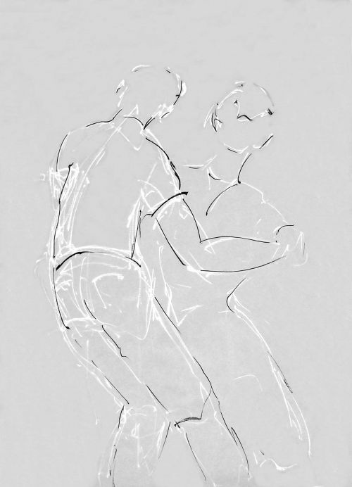 Jean-Luc et Angelina 5 désaturé<br><small>160x180cm feutres sur kraft</small>