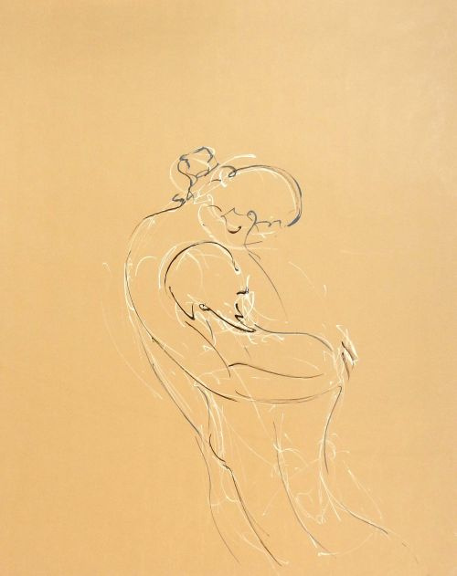 Lola et Deborah 6<br><small>160 x180 cm feitres blanc gris vert et noir sur kraft. dessin déroulé dans le temps, consciemment et inconsciemment.</small>