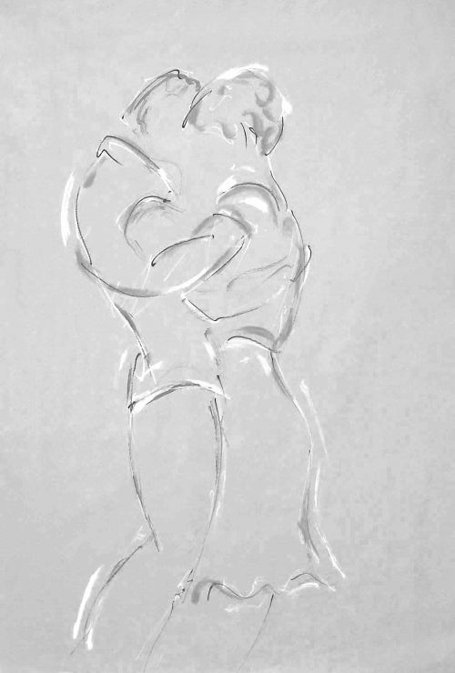 Noelle et Michel 1 désaturé<br><small>140x160 cm feutres et acrylique sur kraft</small>
