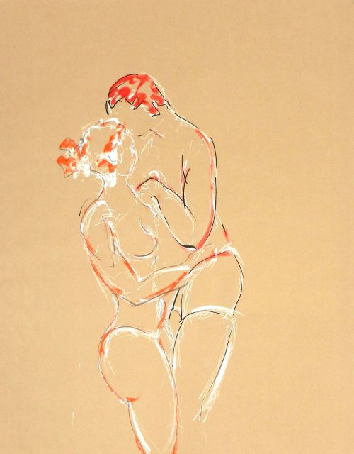 Adrian et Dayana 1<br><small>160 x180 cm feutres et acrylique sur kraft</small>