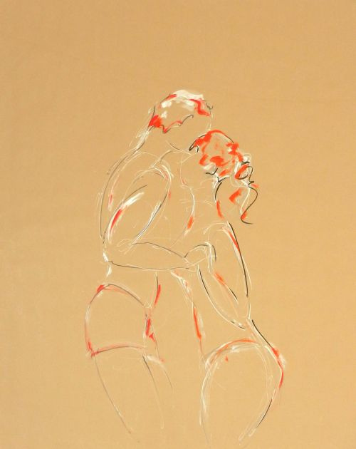 Adrian et Dayana 3<br><small>160 x180 cm feutres et acrylique sur kraft</small>