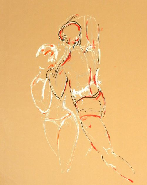 Adrian et Dayana 6<br><small>160 x180 cm feutres et acrylique sur kraft</small>