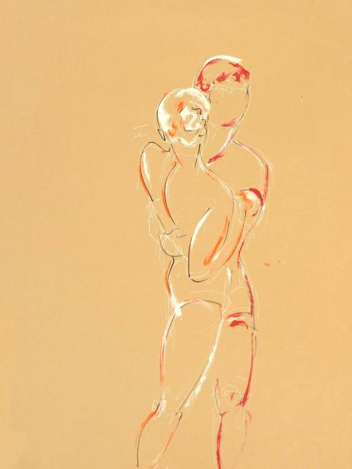 Hernan et Laura 1<br><small>160 x 180 cm feutres et acrylique sur kraft</small>