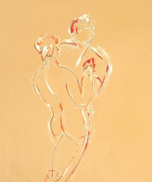 Hernan et Laura 2<br><small>160 x 180 cm feutres et acrylique sur kraft</small>