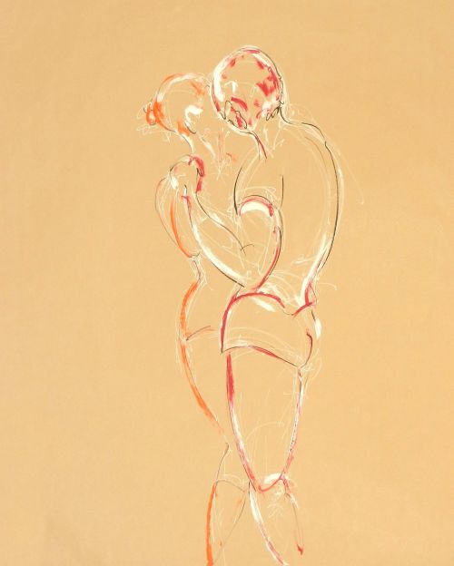 Hernan et Laura 4<br><small>160 x 180 cm feutres et acrylique sur kraft</small>